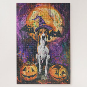 American English Foxhound Halloween Pumpkin  Jigsaw Puzzle