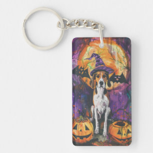 American English Foxhound Halloween Pumpkin Key Ring