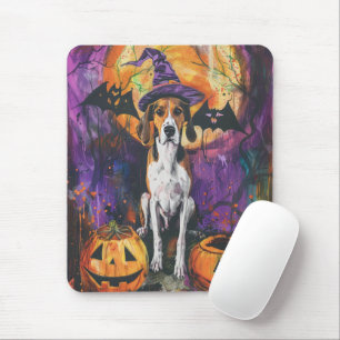 American English Foxhound Halloween Pumpkin  Mouse Mat