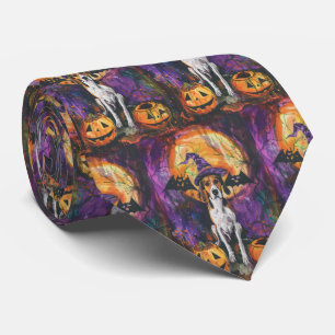 American English Foxhound Halloween Pumpkin Tie