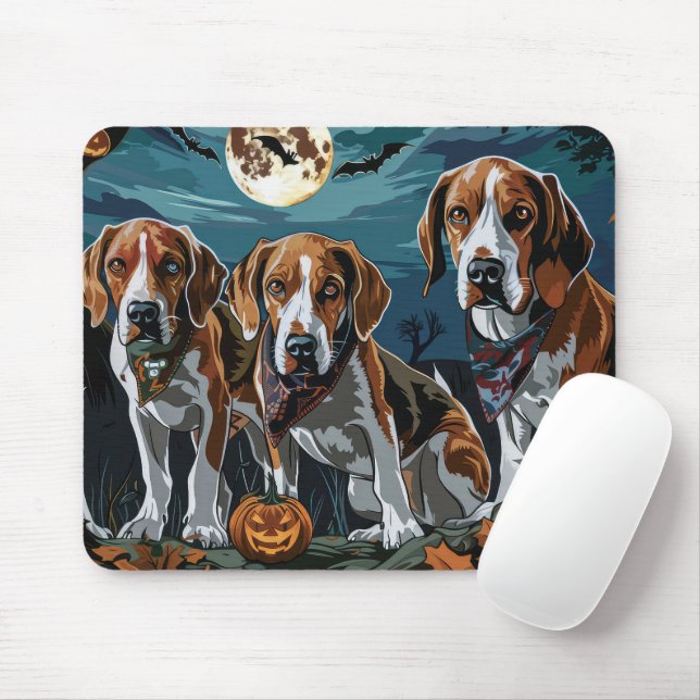 American English Foxhound Halloween Spooky  Mouse Mat (With Mouse)
