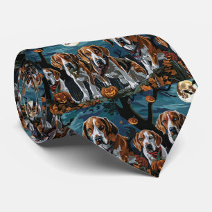 American English Foxhound Halloween Spooky  Tie
