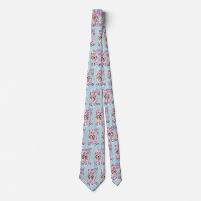 American English Foxhound Happy Easter Tie (Front)