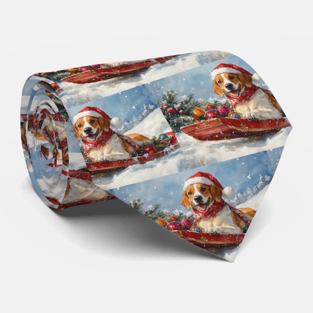 American English Foxhound in Sledge Christmas Tie (Rolled)