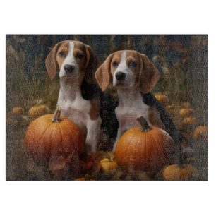 American English Foxhound Puppy Autumn Delight Cutting Board