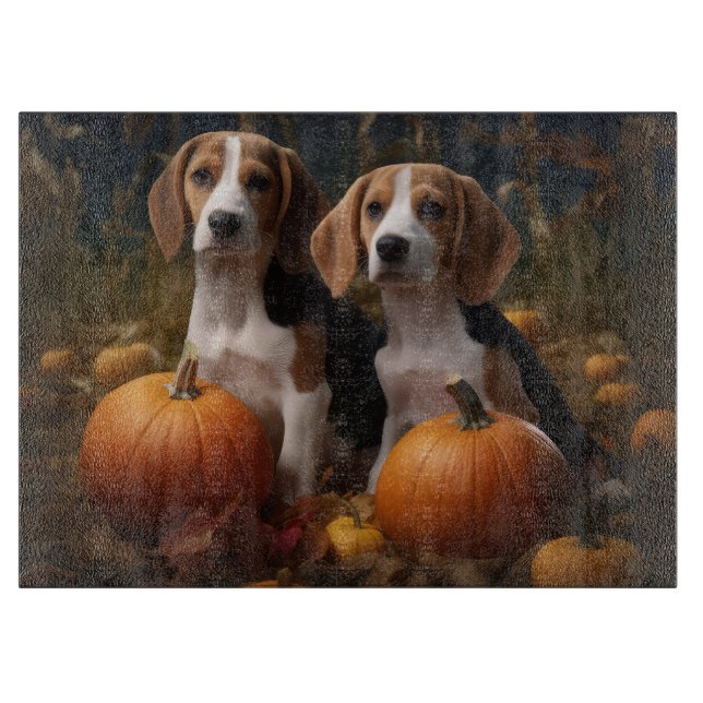 American English Foxhound Puppy Autumn Delight Cutting Board (Front)