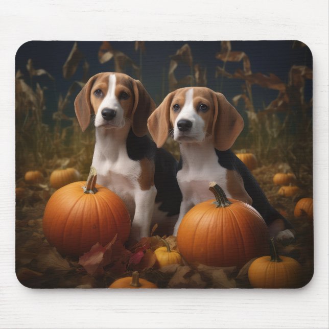 American English Foxhound Puppy Autumn Delight Mouse Mat (Front)
