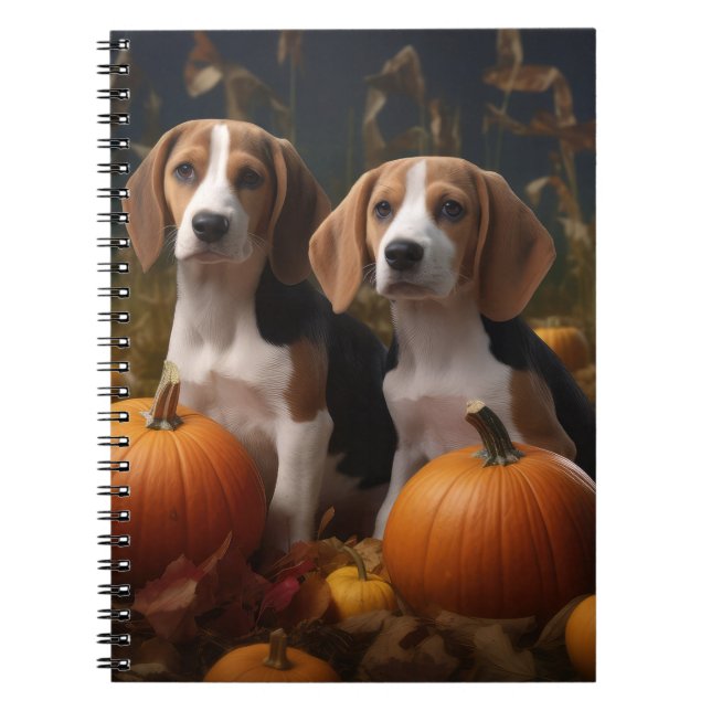 American English Foxhound Puppy Autumn Delight Notebook (Front)