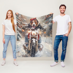 American English Foxhound Riding Bike Christmas Fleece Blanket