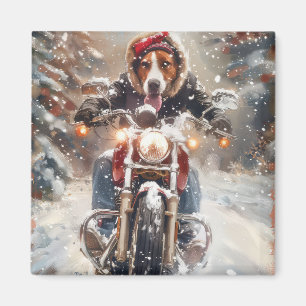 American English Foxhound Riding Bike Christmas Magnet