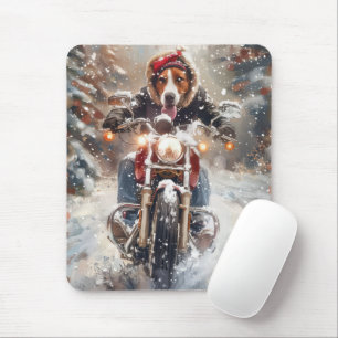 American English Foxhound Riding Bike Christmas Mouse Mat
