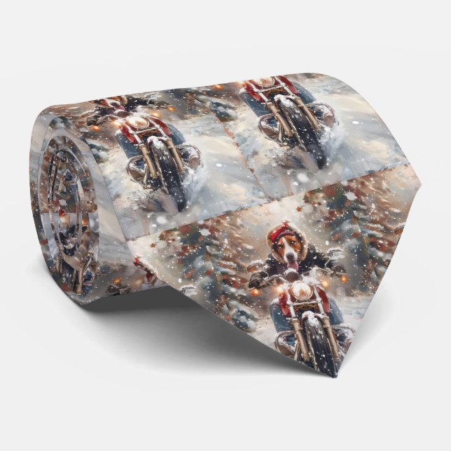 American English Foxhound Riding Bike Christmas Tie (Rolled)