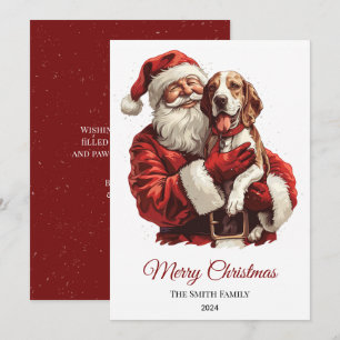 American English Foxhound Santa Claus Christmas Holiday Card