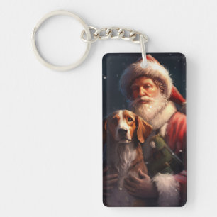 American English Foxhound Santa Claus Christmas Key Ring