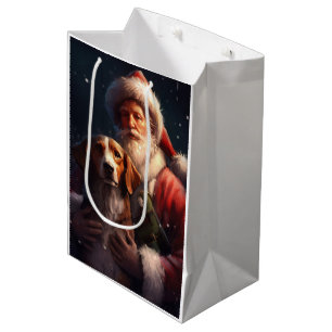 American English Foxhound Santa Claus Christmas Medium Gift Bag