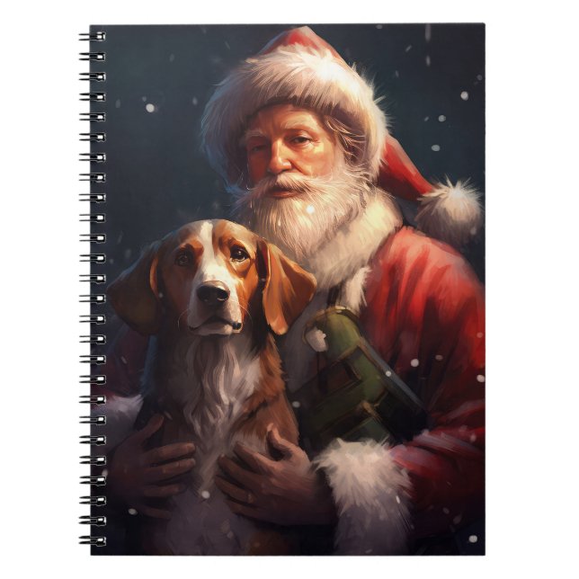American English Foxhound Santa Claus Christmas Notebook (Front)