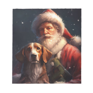 American English Foxhound Santa Claus Christmas Notepad