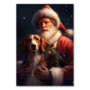 American English Foxhound Santa Claus Christmas Table Number