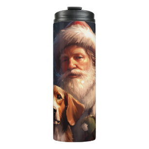 American English Foxhound Santa Claus Christmas Thermal Tumbler