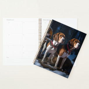 American English Foxhound Snowy Sleigh Christmas Planner