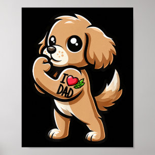 American Er Spaniel I Love Dad Funny Dog Tattoo _1 Poster