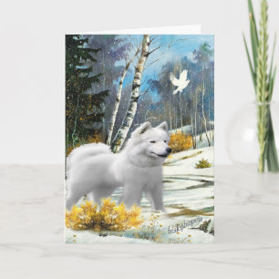 American Eskimo A Winter Scene Holiday Card