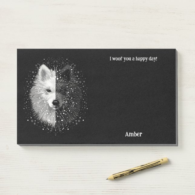 American Eskimo Abstract Art Dog Name  Post-it Notes (On Desk)