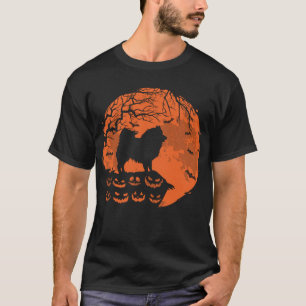 American Eskimo And Moon Halloween Dog lovers Gift T-Shirt