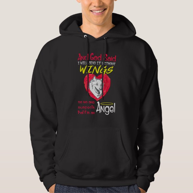 American Eskimo Angel Without Wings Pet Hoodie (Front)