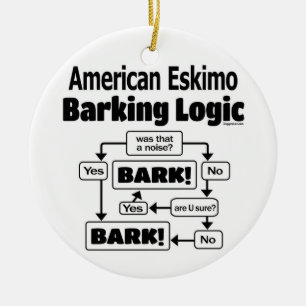 American Eskimo Barking Logic Ceramic Tree Decoration