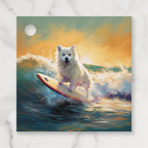 American Eskimo Beach Surfing Painting Favour Tags
