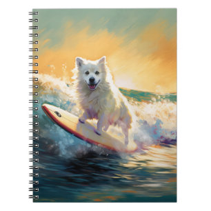 American Eskimo Beach Surfing Painting  Notebook