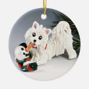 American Eskimo  Ceramic Tree Decoration