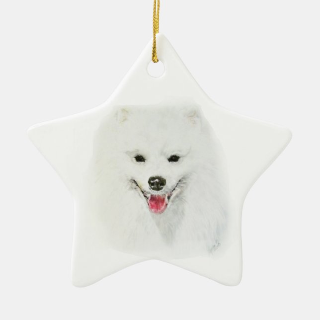 American Eskimo Ceramic Tree Decoration (Front)