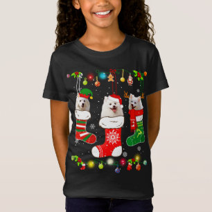 American Eskimo Christmas Lights Funny Puppy Xmas T-Shirt