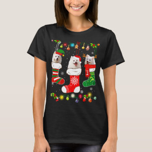 American Eskimo Christmas Lights Funny Puppy Xmas  T-Shirt