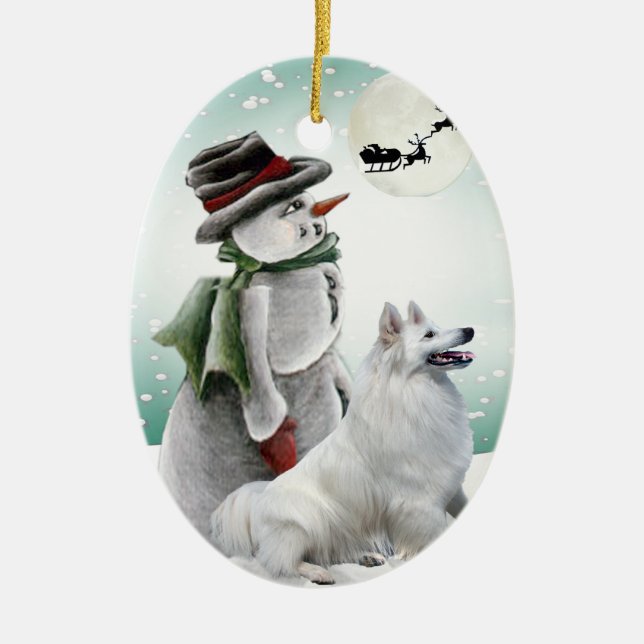 American Eskimo Christmas Ornament (Front)