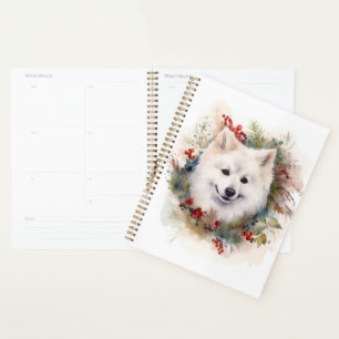 American Eskimo Christmas Wreath Festive Pup Planner