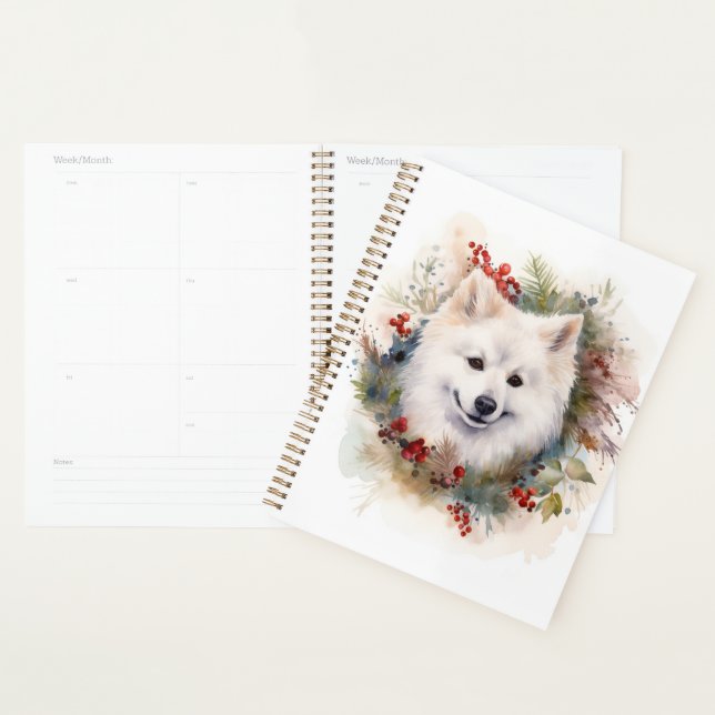 American Eskimo Christmas Wreath Festive Pup Planner (Display)