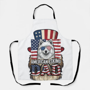 American Eskimo Dad Patriotic Vintage Dog Apron