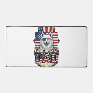 American Eskimo Dad Patriotic Vintage Dog Desk Mat