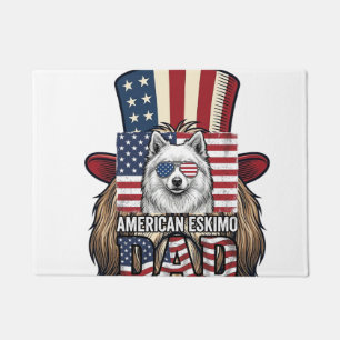 American Eskimo Dad Patriotic Vintage Dog Doormat
