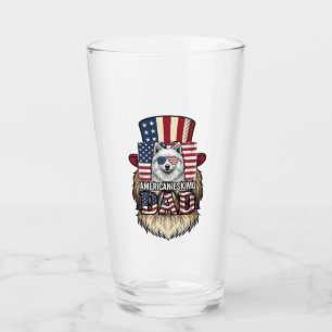 American Eskimo Dad Patriotic Vintage Dog Glass