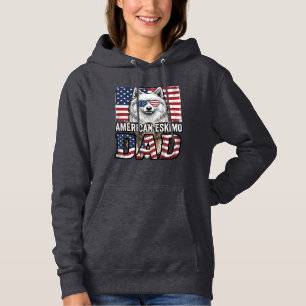 American Eskimo Dad Patriotic Vintage Dog Hoodie