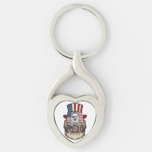 American Eskimo Dad Patriotic Vintage Dog Key Ring