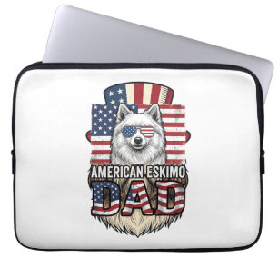 American Eskimo Dad Patriotic Vintage Dog Laptop Sleeve
