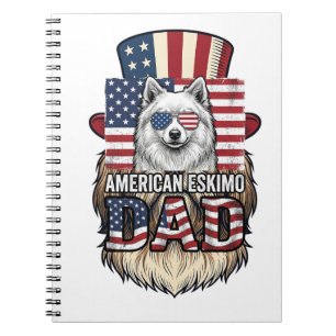 American Eskimo Dad Patriotic Vintage Dog Notebook