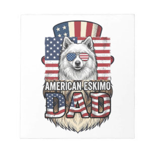 American Eskimo Dad Patriotic Vintage Dog Notepad