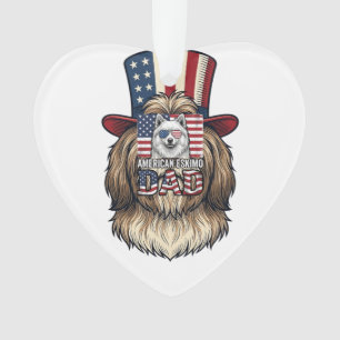 American Eskimo Dad Patriotic Vintage Dog Ornament