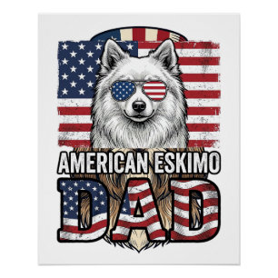 American Eskimo Dad Patriotic Vintage Dog Poster